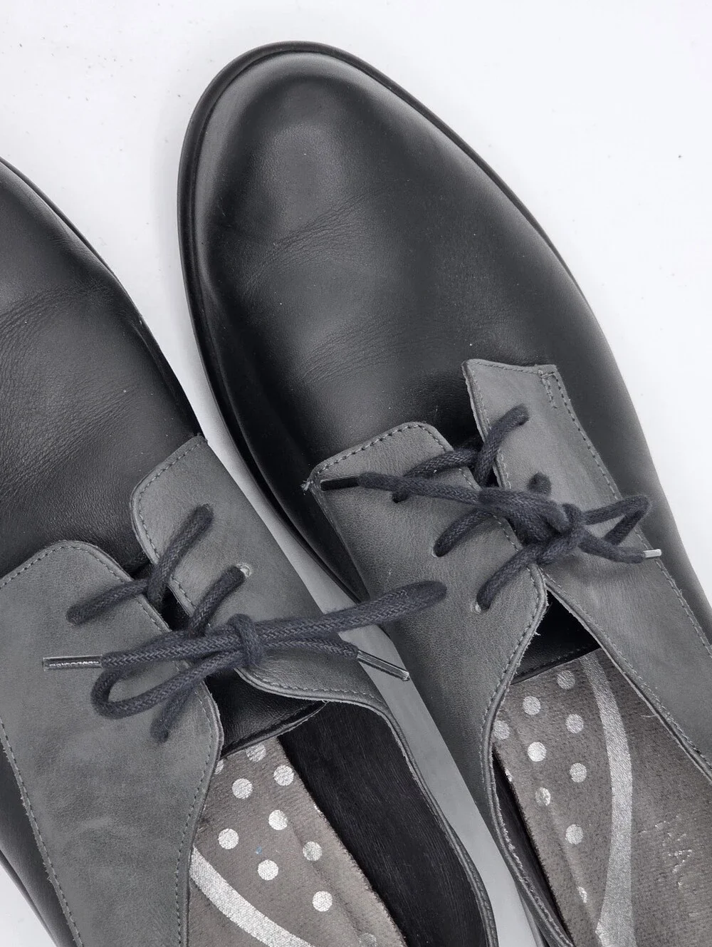 Naot Two-Tone Black and Gray Lace-Up Oxfords